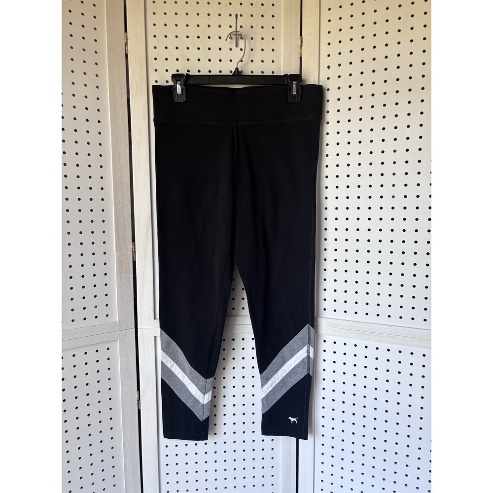 Victoria's Secret PINK YOGA 7/8 Leggings Women's Lg‎ Black Gray White